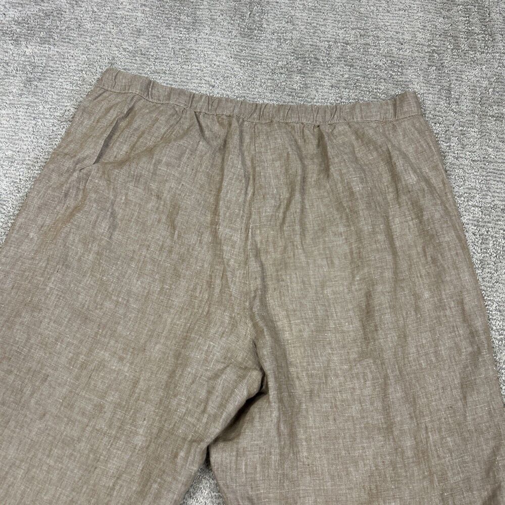 J Jill Love Linen Pants Womens 2X 100% Linen Tan Ankle Cropped Stretch Pockets - Picture 7 of 7